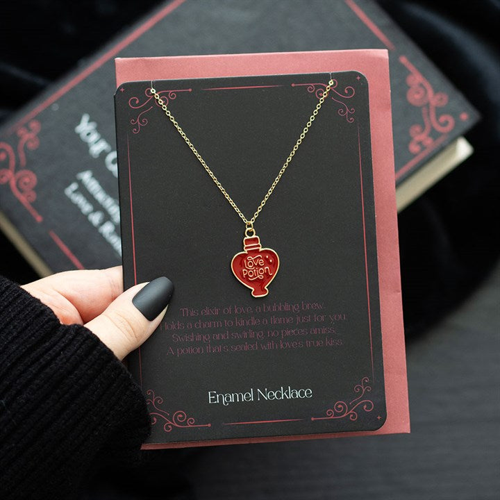 Love Potion Enamel Necklace Greeting Card